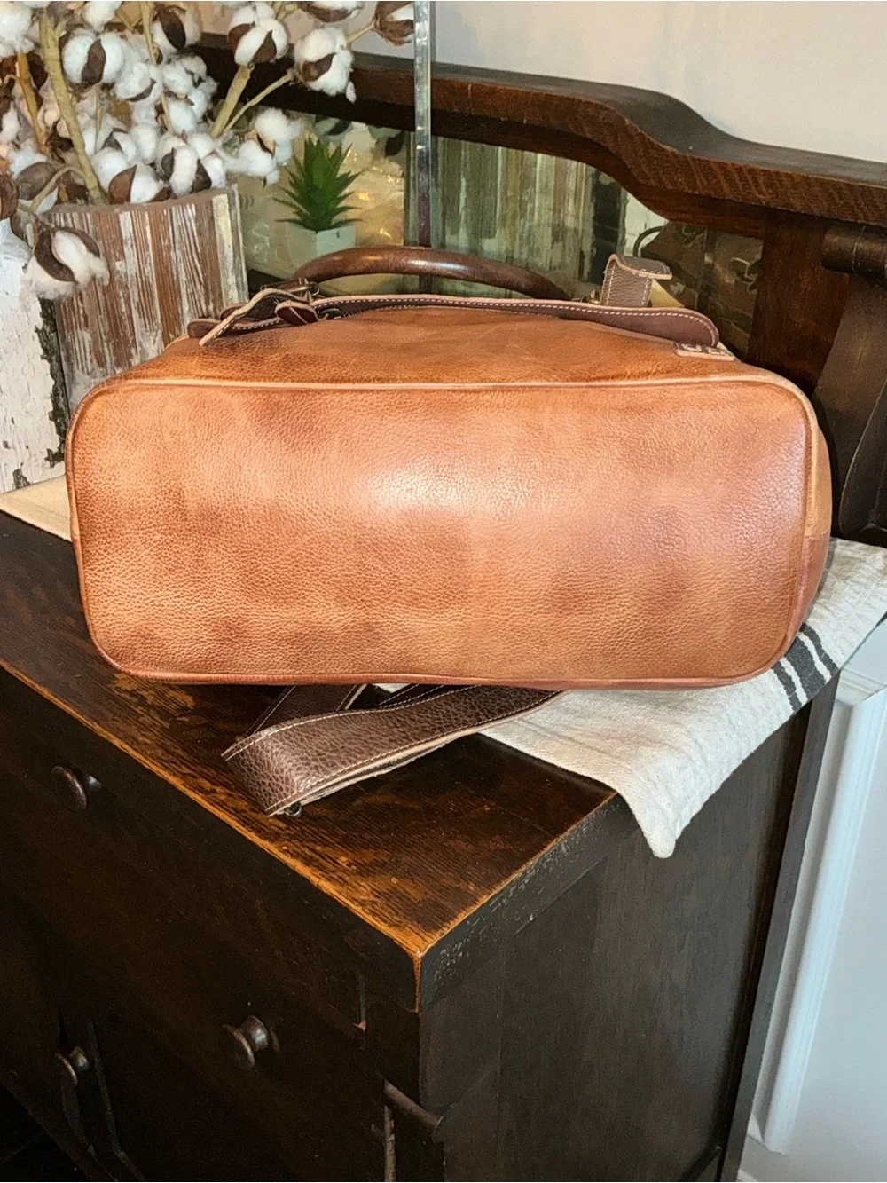 Bed Stu Two-Tone Brown Leather Tote